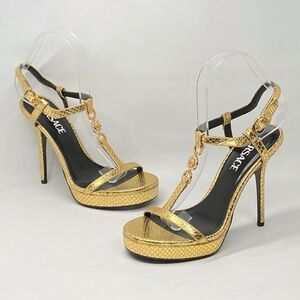 Versace Gold Medusa '95 Metallic Heeled Sandals size 36